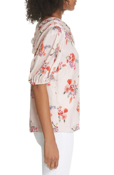 Shop Amur Betty Floral Print One-shoulder Top In Soft Pink