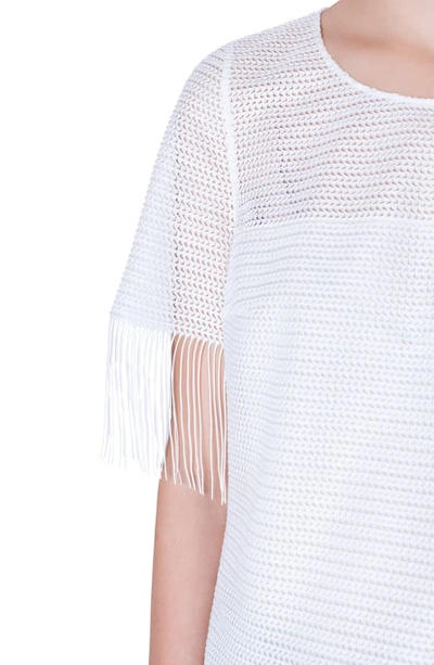 Shop Akris Punto Fringe Hem Blouse In Cream