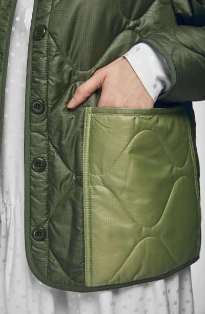 Shop Anine Bing Andy Quilted Bomber Jacket In Military Green
