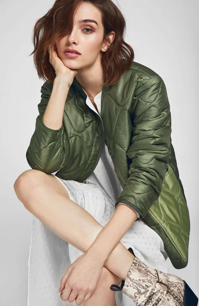 ANINE BING Andy Monogram quilted bomber jacket, Green
