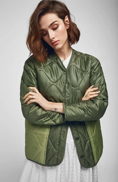 Shop Anine Bing Andy Quilted Bomber Jacket In Military Green