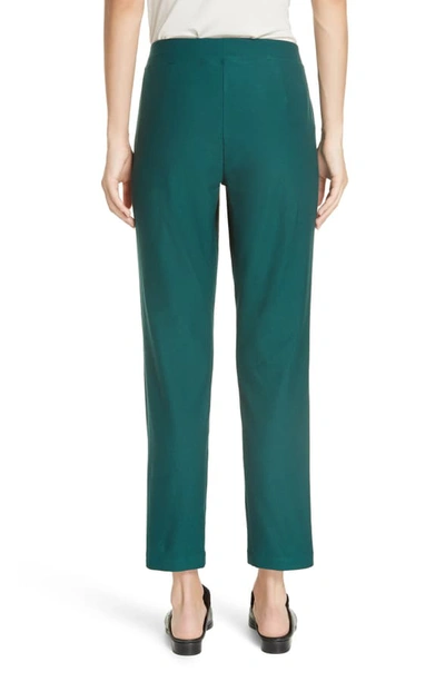 Shop Eileen Fisher Stretch Crepe Slim Ankle Pants In Pine