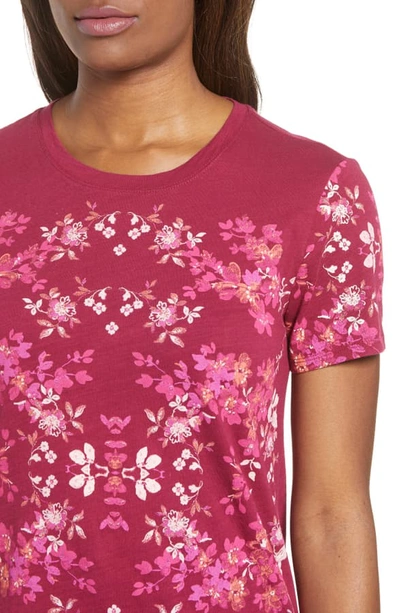 Shop Lucky Brand Multicolor Floral Print Tee In Beet Root