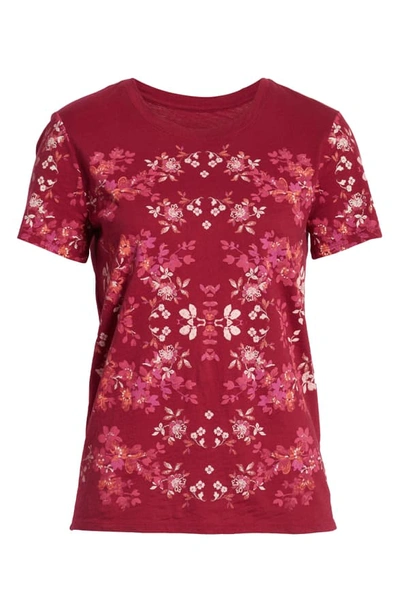 Shop Lucky Brand Multicolor Floral Print Tee In Beet Root