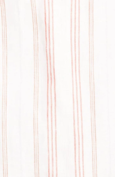 Shop Rebecca Taylor Stripe Ruffle Sleeveless Linen Wrap Dress In Snow