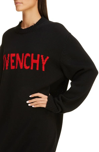 Shop Givenchy Oversize Logo Sweater In Black/ Red