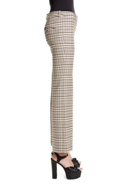 Shop Michael Kors Plaid Crop Flare Leg Trousers In Suntan/ Black