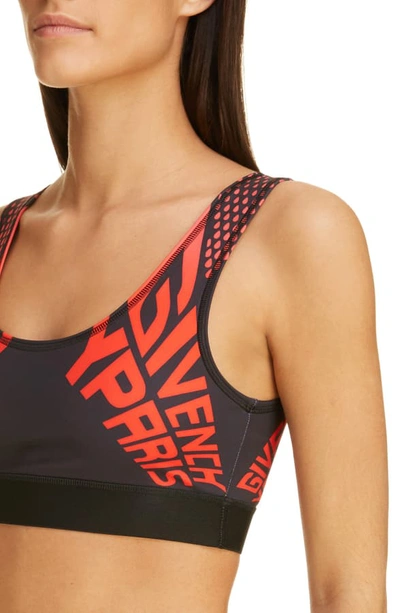 Shop Givenchy Logo Sports Bra In Black/ Red