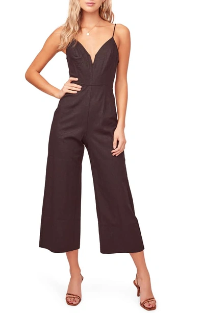 Shop Astr Izzy Notch Neck Crop Jumpsuit In Black