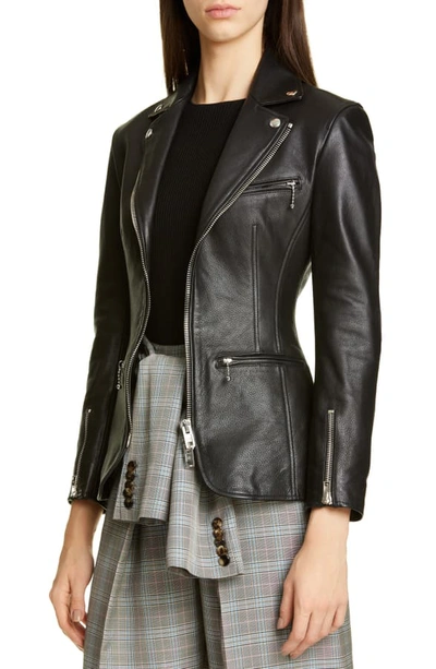 Shop Alexander Wang Ball Chain Leather Moto Jacket In Black