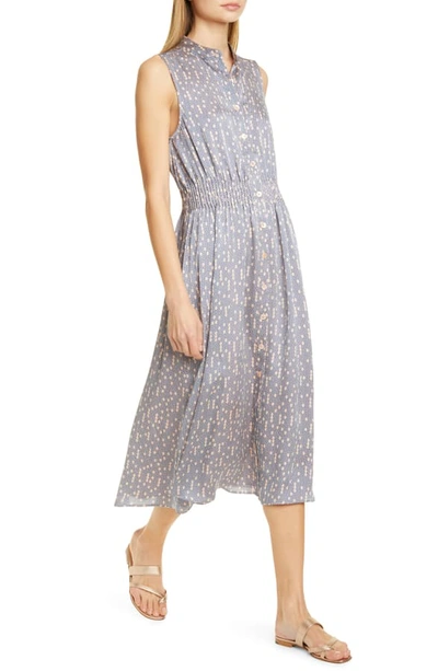 Shop Equipment Andrinna Print Button Front Midi Dress In Rose Cloud True Blue