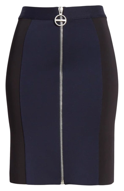 Shop Givenchy Zip Front Punto Milano Pencil Skirt In Black/ Navy