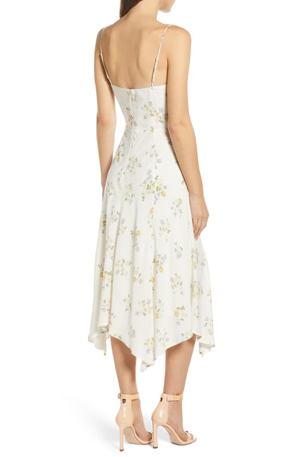wayf hampshire handkerchief midi dress