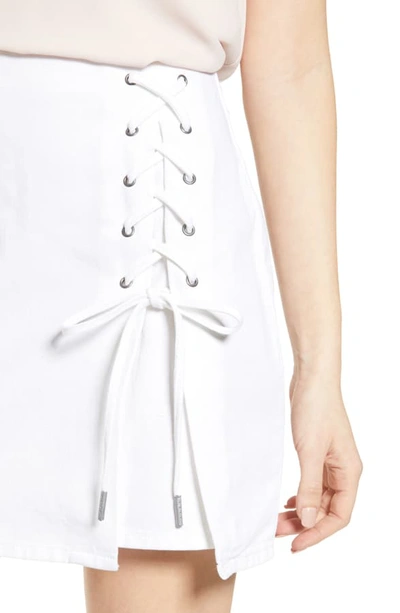 Shop Cupcakes And Cashmere Lace-up Denim Skirt In White