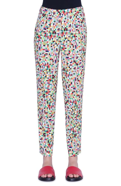 Shop Akris Punto Maiko Pixel Print Crepe Ankle Pants In Pixelprint Allover