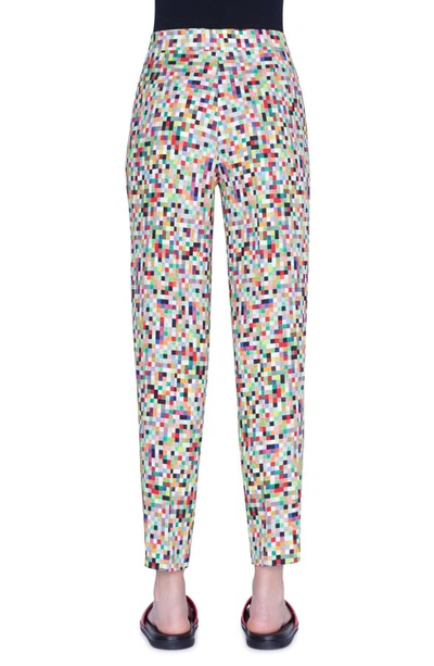 Shop Akris Punto Maiko Pixel Print Crepe Ankle Pants In Pixelprint Allover