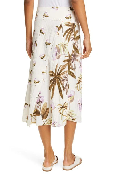 Shop Vince Mixed Tropical Garden Midi Skirt In Pale Alder