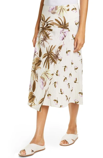 Shop Vince Mixed Tropical Garden Midi Skirt In Pale Alder