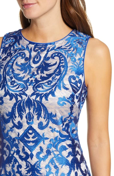 Shop Vince Camuto Embroidered Sheath Dress In Cobalt