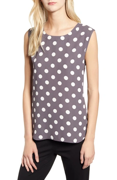 Shop Anne Klein Polka Dot Sleeveless Shell In Nantucket Grey/ Anne White