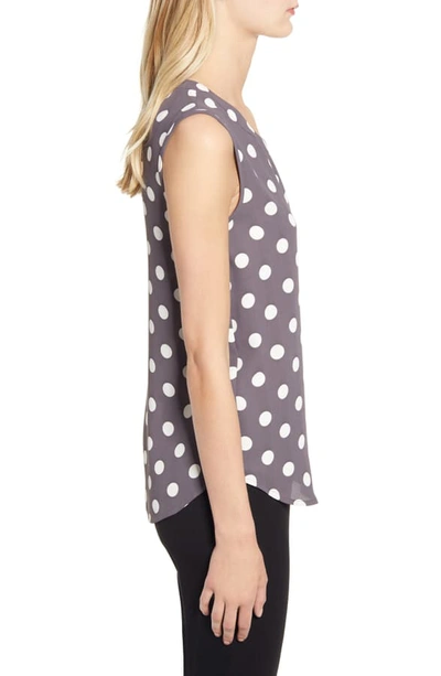 Shop Anne Klein Polka Dot Sleeveless Shell In Nantucket Grey/ Anne White