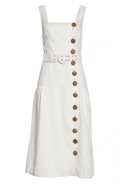 Shop Nicholas Button Front Linen Pinafore Dress In Ivory