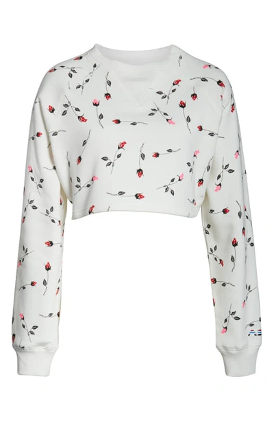 Shop Adam Selman Print Crop Sweatshirt In White Rose