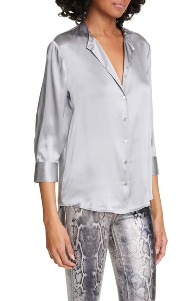 Shop L Agence Aoki Silk Shirt In Pearl Grey