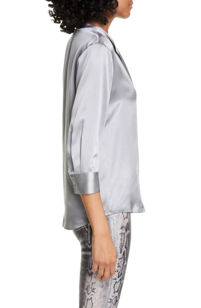 Shop L Agence Aoki Silk Shirt In Pearl Grey