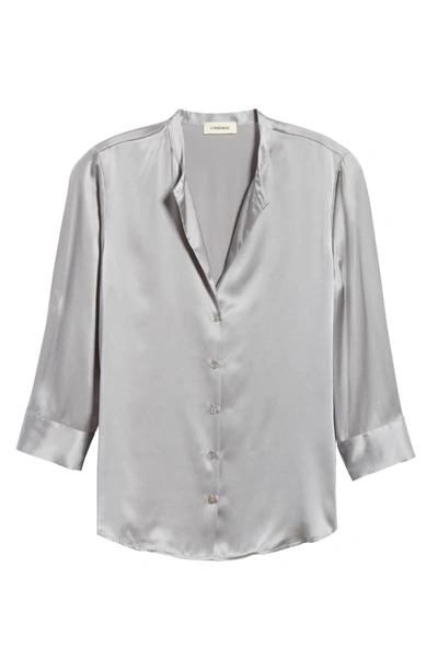 Shop L Agence Aoki Silk Shirt In Pearl Grey