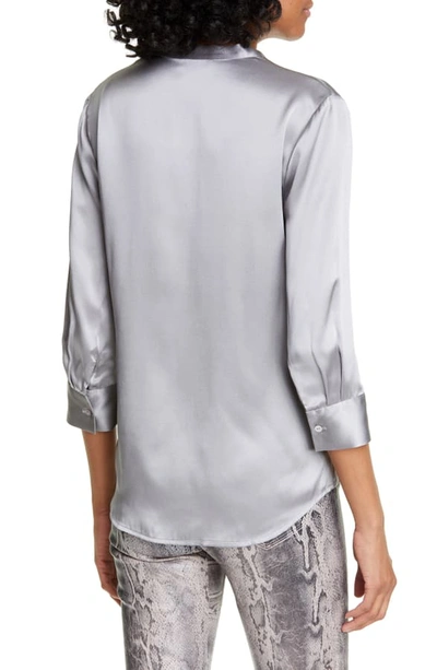 Shop L Agence Aoki Silk Shirt In Pearl Grey