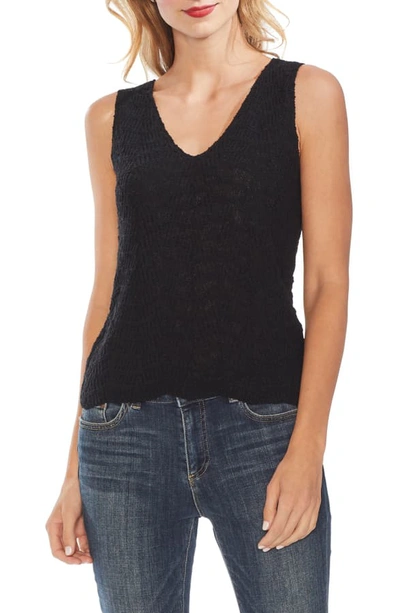 Shop Vince Camuto Wave Stitch Sleeveless Sweater In Rich Black