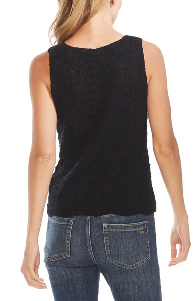 Shop Vince Camuto Wave Stitch Sleeveless Sweater In Rich Black