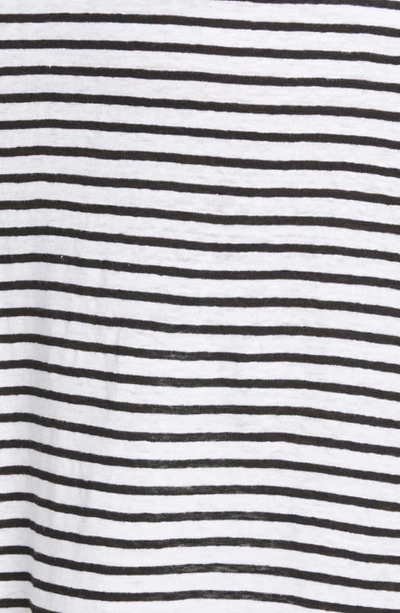 Shop Eileen Fisher Stripe Organic Linen Knit Skirt In White/ Black