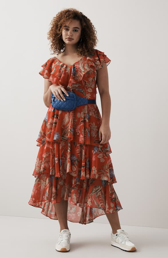 wayf chelsea tiered ruffle maxi dress