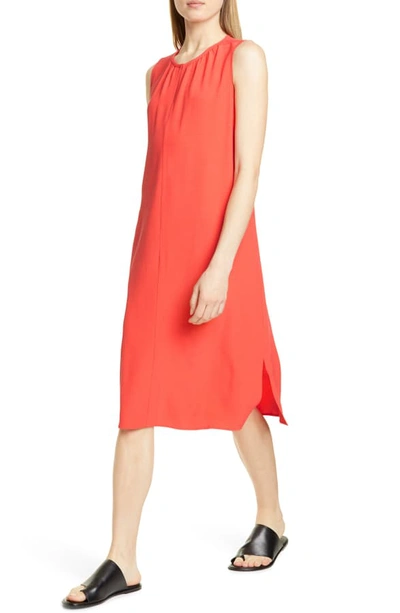 Shop Eileen Fisher Silk Shift Dress In Red Lory