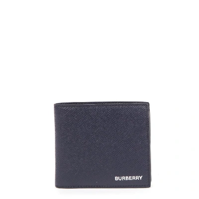 Shop Burberry Logo Bifold Coin Wallet In Blue