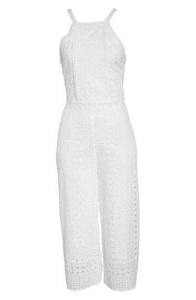 Shop Adelyn Rae Ivonne Eyelet Crop Jumpsuit In White