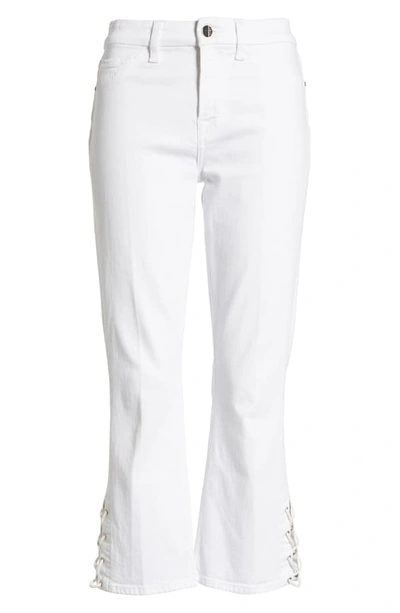 Shop Jen7 By 7 For All Mankind Lace-up Hem Crop Bootcut Jeans In White