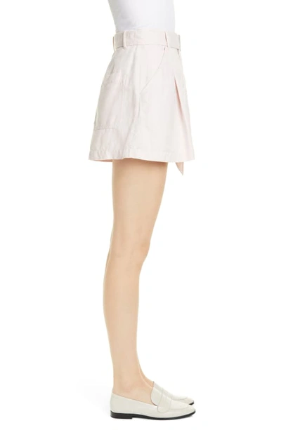 Shop La Vie Rebecca Taylor Flared Cotton & Linen Shorts In Cloud Pink