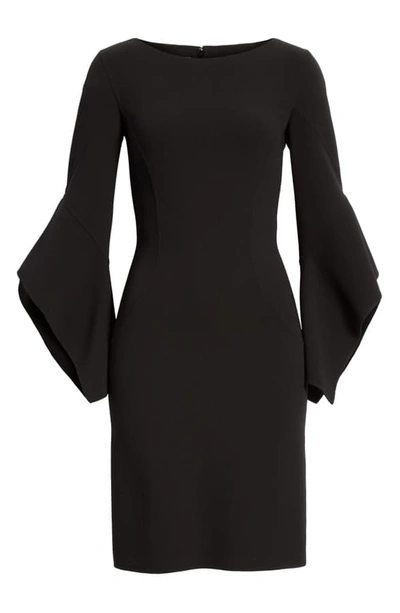 Shop Michael Kors Drape Sleeve Sheath Dress In Black