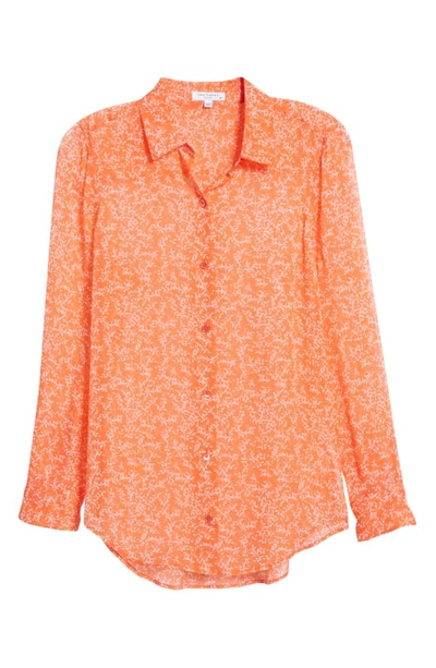 Shop Equipment Essential Silk Chiffon Button-up Shirt In Hot Coral Bright White