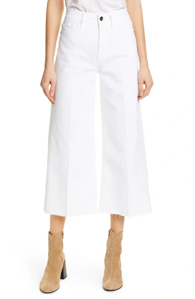 Shop Frame High Waist Crop Wide Leg Jeans In Blanc