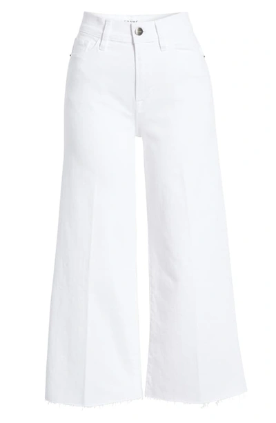 Shop Frame High Waist Crop Wide Leg Jeans In Blanc