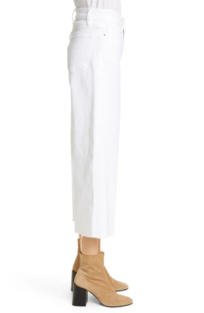 Shop Frame High Waist Crop Wide Leg Jeans In Blanc