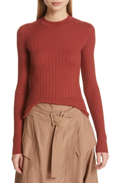 Shop Vince Mixed Rib Stitch Sweater In Redwood