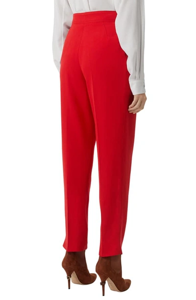 Shop Burberry Marleigh Pleated Wool Pants In Bright Red