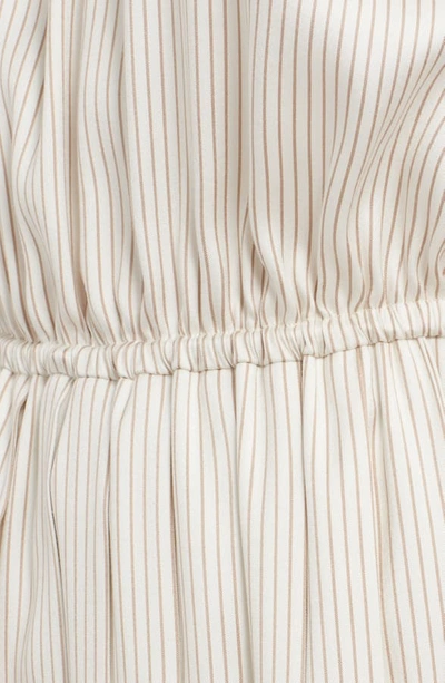 Shop Fendi Pinstripe Drawcord Detail Silk Midi Dress In White