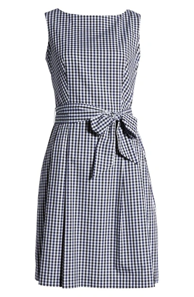 Shop Anne Klein Gingham Fit & Flare Dress In Eclipse Combo