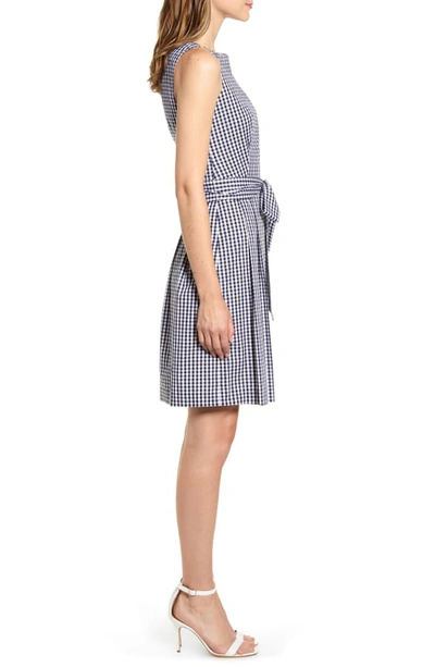 Shop Anne Klein Gingham Fit & Flare Dress In Eclipse Combo